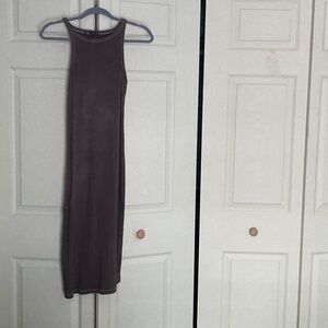 (Zara) Midi Tank Dress Dyed Brown size L